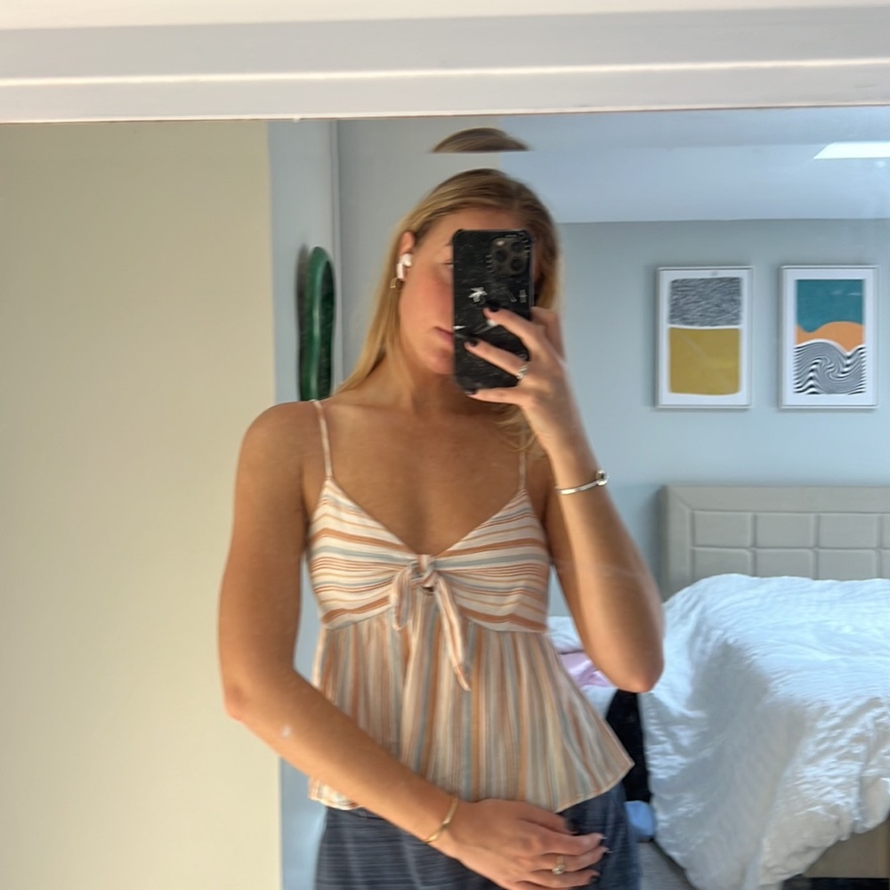 small striped flowy tie tank
